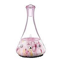 Opulence - Nebulizing Essential Oil Diffuser for Aromatherapy with Pink Floral Ceramic Base and Pink Hand-Blown Glass with Touch Sensor Light Switch - No Heat, No Water, No Plastic