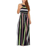 Women's Dress Swing Round Neck Glamorous Flowy Casual Loose-Fitting Summer Sleeveless Long Floor Maxi Beach Print