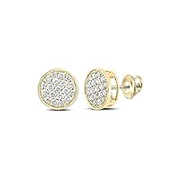 10kt Yellow Gold Mens Round Diamond Button Cluster Earrings 1/4 Cttw