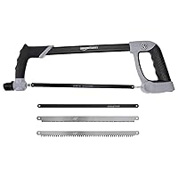 Amazon Basics 4-Piece Bi-Metal Hacksaw Blade Set - Includes 5 TPI, 10 TPI, 18 TPI & 24 TPI (12-inch), Black Gray