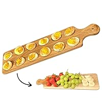 Deviled Egg Platter & Charcuterie Board - Made with Premium Quality Acacia Wood, Easy to Wash & Used as a Serving Platter, Egg Tray or Deviled Egg Carrier (12 Egg Holes)