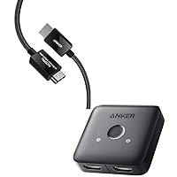 Anker HDMI Switch, 4K@60Hz Bi-Directional HDMI Switcher, 2 In 1 Out with Smooth Finish, Supports HDR, 3D, Dolby & Anker 8K@60Hz HDMI Cables, Ultra High Speed 4K@120Hz 48Gbps 6.6 ft Ultra HD HDMI to HD