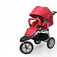 BabyBoom high Landscape Pram Stroller, Rubber Wheel Jogging Stroller, Portable Baby Carriage (red)