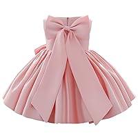 Baby Girls Bowknot Formal Dress Toddler Sleeveless Tutu Gown Flower Girl Wedding Birthday Party Dresses