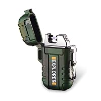 Dual Arc Plasma Electric Rechargeable Flameless Lighter Waterproof Windproof for Camping, Hiking, Skiing, Outdoor Adventure (Camouflage)