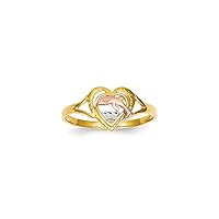 14k Yellow Rose Gold Textured Polished Rhodium Dolphin in Love Heart Ring Size 6 Jewelry for Women