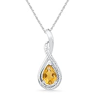 1.16ctw Citrine & Diamond Pear Shape Pendant Necklace