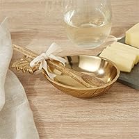 Twos Company Gold Pineapple Bowl with Wooden Spoon