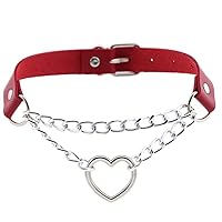 Zonfer Choker Heart Chain Collar Clavicle Choker Women Girls Leather Jewelry