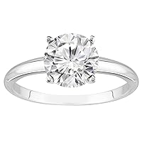 2 to 5 Carat Lab Grown 4 Prong Solitaire Round Cut IGI CERTIFIED Diamond Engagement Ring (E-F Color VS1-VS2 Clarity)