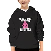 Unisex Youth Hooded Sweatshirt Girl Who Loves Jiu Jitsu Cute Kids Hoodies Pullover for Teens