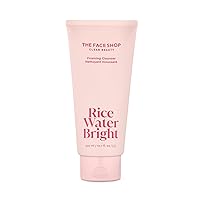 The Face Shop Rice Water Bright Foaming Facial Cleanser with Ceramide, Gentle Face Wash for Hydrating & Moisturizing, Makeup Remover, Korean Skin Care for All Skin Types