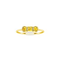 14K Yellow Gold Plated 1.50 Ctw Princess Cut Lab Created Yellow Sapphire Three Stone Womens & Girls Engagement Wedding Ring