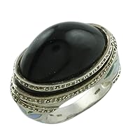 Black Onyx Fancy Shape 31.7 Carat Natural Earth Mined Gemstone 925 Sterling Silver Ring Unique Jewelry for Women & Men