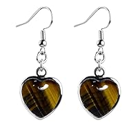Choose Your Real Stone Earring Heart Shape Sterling Silver 18K Gold Plated Drop Pairs For Women