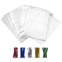 XLSFPY 100PCS Cellophane Bags Clear Plastic Cello Bags 4x6 with 4