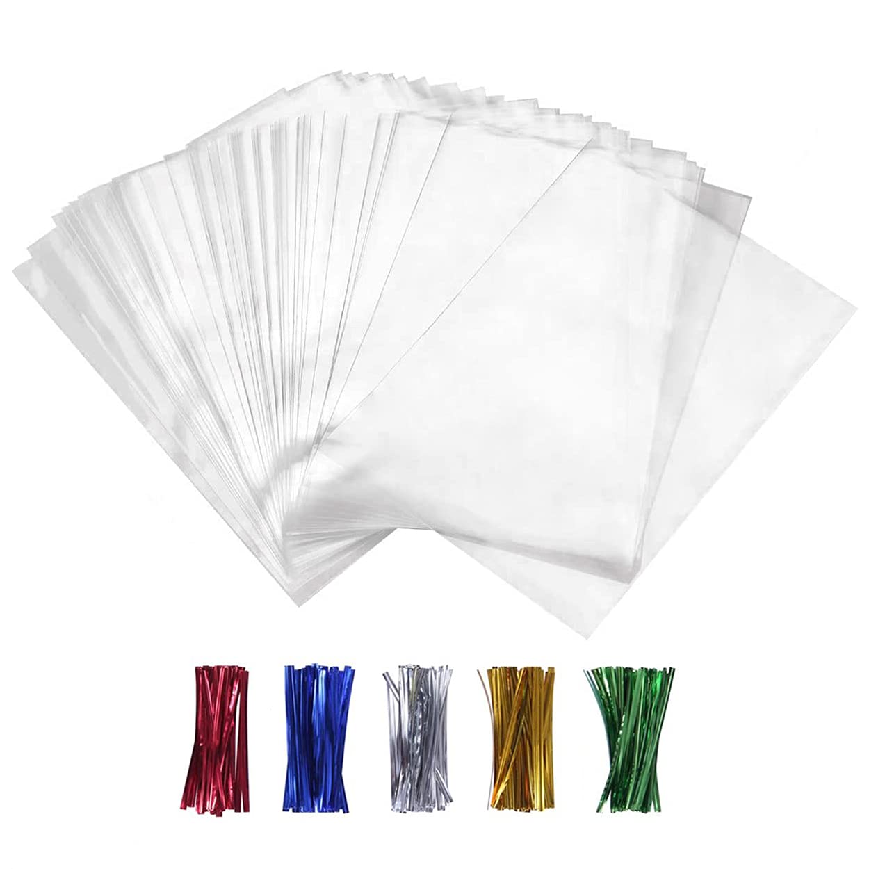 XLSFPY 100PCS Cellophane Bags Clear Plastic Cello Bags 4x6 with 4