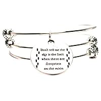 Don't Tell Me The Sky is The Limit Expandable Wire Triple Style Bangle Bracelet, 2.5