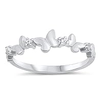 Clear CZ Butterfly Cute Animal Ring .925 Sterling Silver Band Sizes 5-10