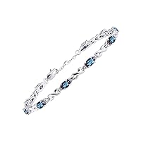 Rylos Bracelets for Women 925 Sterling Silver XO Hugs & Kisses Tennis Bracelet Gemstone & Genuine Diamonds Adjustable to Fit 7