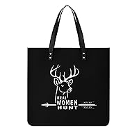 Real Woman Hunt Deer PU Leather Tote Bag Top Handle Satchel Handbags Shoulder Bags for Women Men