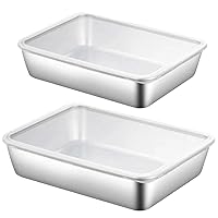Hotel Pans with Lid 2Pcs Steam Table Pans, 2.2L ＆ 3.1L Stainless Steel Serving Pans for Catering, 2.4'' Deep Food Pans for Restaurant Buffet Party Supplies Kitchen Items
