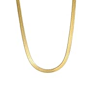 kkjoy 2/3/4/5mm Flat Snake Chain Stainless Steel Snake Bone Chain Necklace for Women Girls Ladies, 15/17/19 Inches, Gold Plated/Stainless Steel