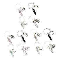 12 pcs Holder Crystal Hexagonal Charm Sisters Keyrings and Keychains Gemstone Pendants Women Wedding Charms Stones Gifts Stone Wallet Couple & Moon Couples Pendant Matching Chains