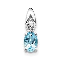 14k White Gold Oval Polished Prong set Open back Blue Topaz Diamond Pendant Necklace Measures 13x4mm Wide Jewelry for Women