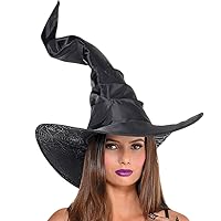 Bewitching Black Crooked Witch Hat - Standard Size (Pack of 1) - One-Of-A-Kind Design, Perfect for Halloween & Spooky Parties