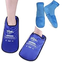 Hilph Bundle of 2 Foot Ice Pack Slippers + 2 Cold Therapy Socks Cooling Gel Socks for Plantar Fasciitis