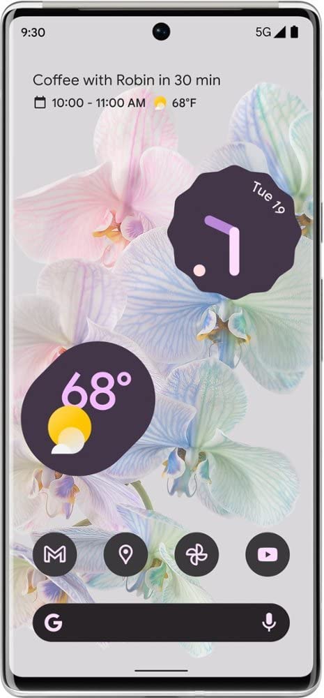Google Pixel 6 Pro 5G 128GB 12GB RAM Factory Unlocked (GSM Only, No CDMA - not Compatible with Verizon) | Global Version - Cloudy White (Renewed)