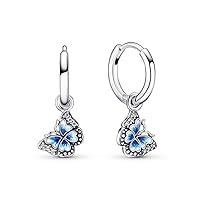 PANDORA Blue Butterfly Hoop Earrings - Unique Earrings for Women - Great Gift for Her - Made with Sterling Silver, Cubic Zirconia & Enamel