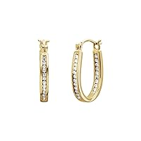 14k Yellow Gold 1/4 CTW Natural Diamond Inside-Outside Hinged Hoop Earrings Gift for Mothers Day