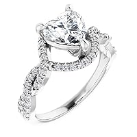 Twist Ring, Heart Cut 1.55 CT, VVS1 Clarity, Moissanite Diamond, 925 Sterling Silver Ring, Promise Ring, Engagement Ring, Wedding Gift, Party Fancy Jewelry