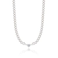 Personalized Initial Sterling Silver Heart Initial Necklace with European Crystal (NHC)