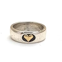 Sterling Silver and 14K Gold Band Heart Ring