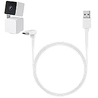 Waterproof Extension Cable Compatible with WYZE Cam Pan V3, 10FT/3M 90 Degree Flat Micro USB Power Cable Charging Your WYZE Cam Pan V3 Continuously - White