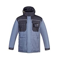 GMOIUJ Winter Work Clothing Cotton Padded Reflective Wadded Jacket Water Proof Thermal Welder Suit Workshop Coverall Uniform (Color : Light grey jacket, Size : M code)