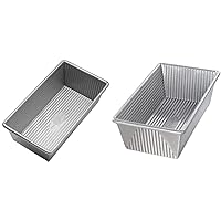 USA Pan Bakeware Aluminized Steel Loaf Pan, 1 Pound, Silver & 1145LF 1.25 Lb Loaf Pan, Medium, Silver