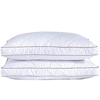 puredown® Goose Feathers and Down Pillow for Sleeping Gusseted Bed Hotel Collection Pillows, King, Set of 2