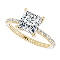 2 CT Princess Cut Colorless Moissanite Wedding Ring, Bridal Ring Set, Engagement Ring, Solid Gold Sterling Silver, Anniversary Ring, Promise Ring, Perfect for Gifts or As You Want Cocktail Ring For Her