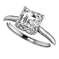 Women's 925 Sterling Silver Wedding Rings Bridal Ring Set 1 Carats Asscher Cut Sterling Silver Engagement (3-12)