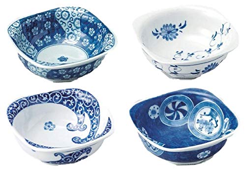 Arita Porcelain Small Bowls Japanese Traditional Patterns Sushi Sashimi Appetizer Dessert Set of 4