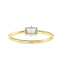 Certified Solitaire Engagement Ring Studed With 0.31 Tcw Baguette Moissanite Diamond In 10K White/Yellow/Rose Gold For Women Engagement Jewelry
