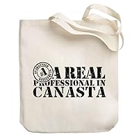 A REAL PROFESSIONAL in Canasta Canvas Tote Bag 10.5