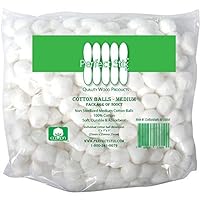 Perfect Stix M Cotton Balls- 1000ct- 1M Medium Cotton Balls 2 Packs of 500. Total 1000