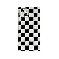 Square Checkered Phone Case for iPhone 15 2023 Black White Grids Plaid Checkerboard Slim Soft Classic Trunk Design Strong Shockproof Protective Checker Cover for iPhone 15 6.1
