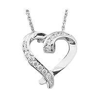 14KT White Gold H-I Color Round Shape Diamond 18 inch Chain Heart Pendant Necklace for Women and Girls Anniversary Jewelry Gifts for Valentines Day and Christmas