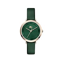 Lacoste Geneva Women's Quartz Stainless Steel and Leather Strap Casual Watch, Color: Green (Model: 2001138)